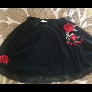 Between us Black Skirt With Red Rose